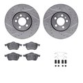 Dynamic Friction Co 7312-74052, Rotors-Drilled, Slotted-SLV w/3000 Series Ceramic Brake Pads incl. Hardware, Zinc Coat 7312-74052